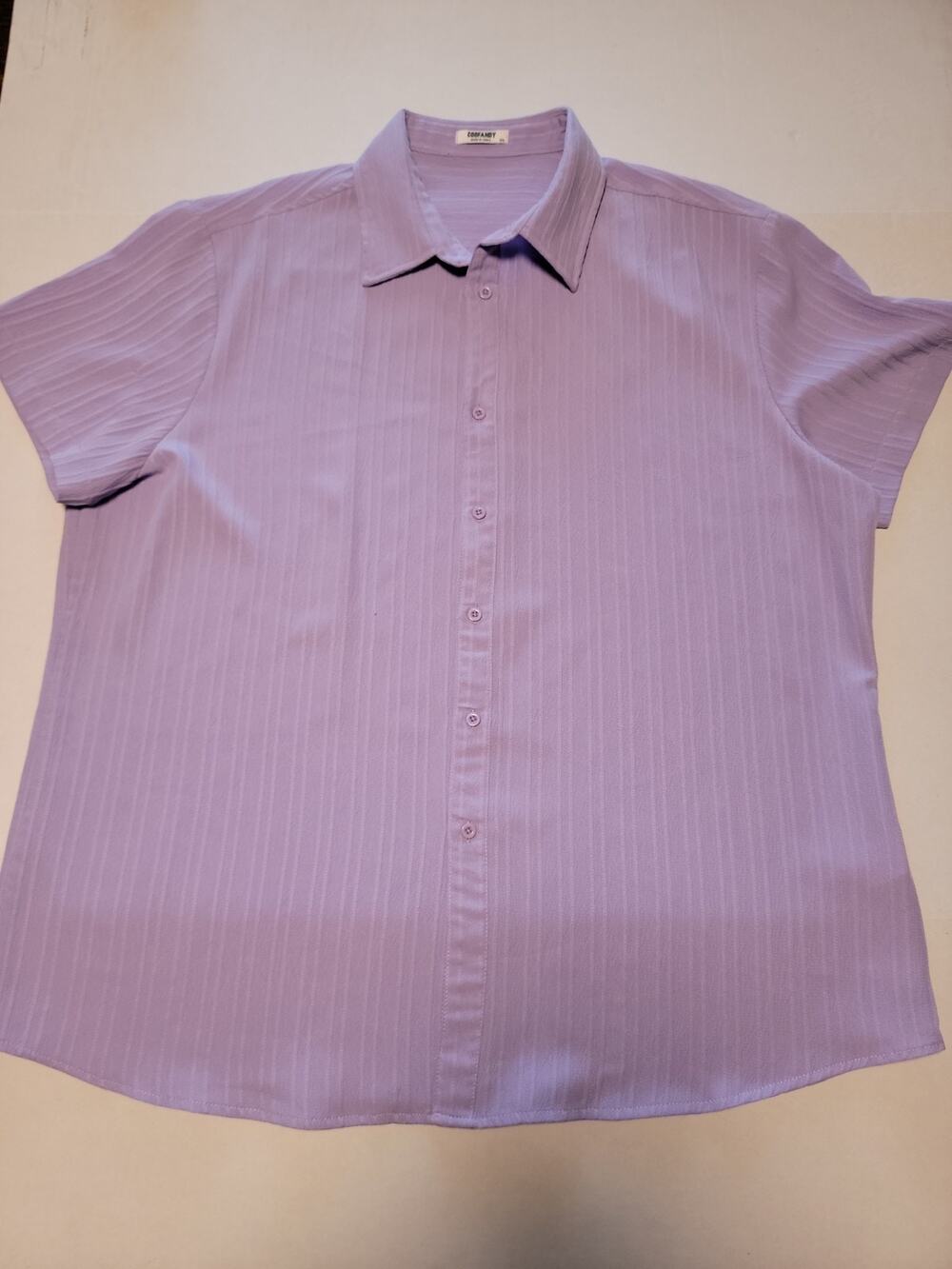 Coofandy Men's Textured Short Sleeve Casual Button Down Shirt Summer 2XL Purple